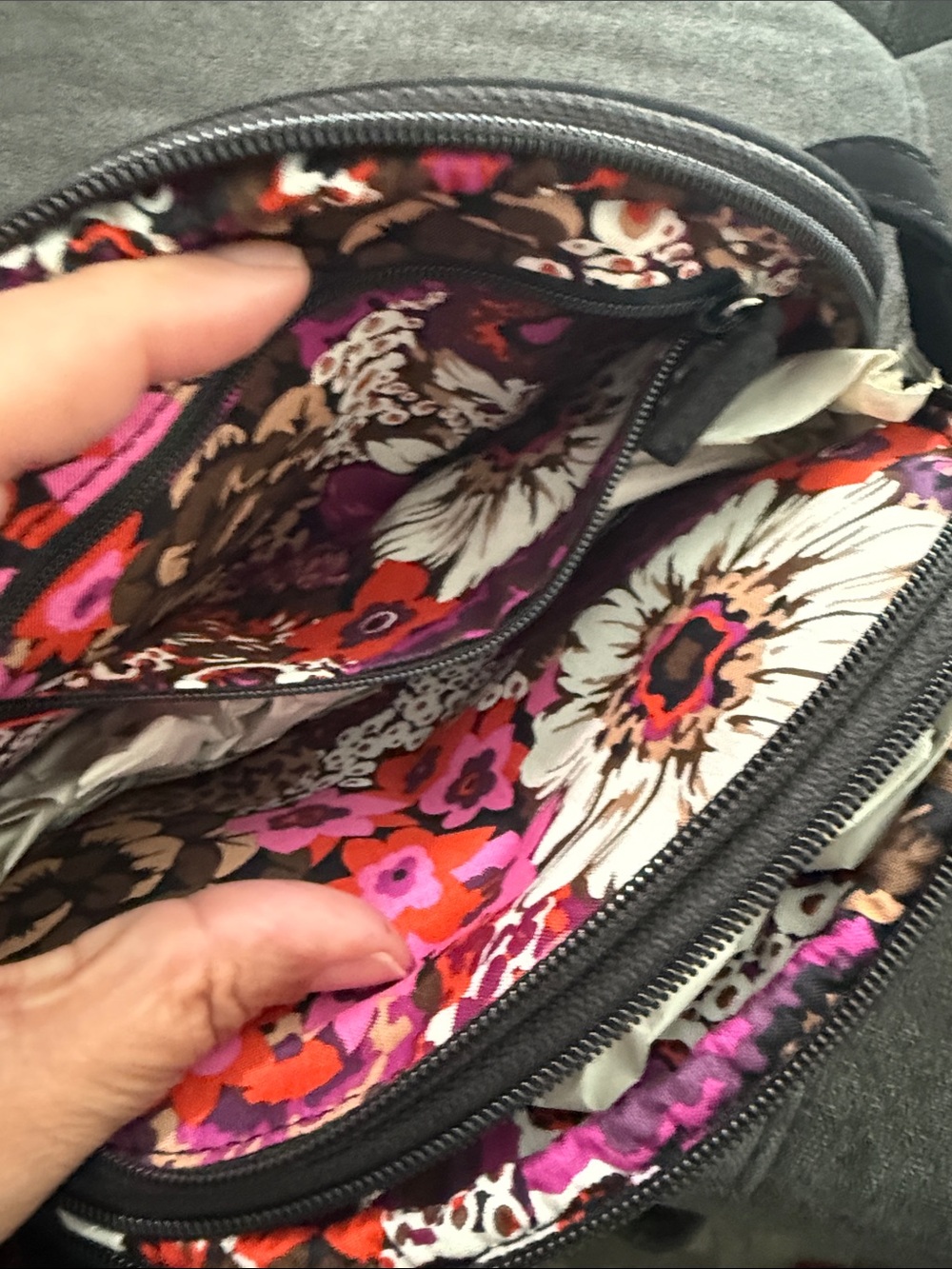 Vera Bradley Black and Gray Zebra-Print Crossbody Bag - Picture 6 of 7